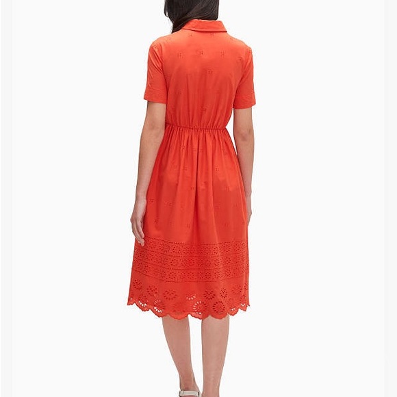 NWT♠️Kate Spade Eyelet Tie-waist Shirtdress♠️Size Small♠️Color - geranium♠️ - Picture 3 of 5